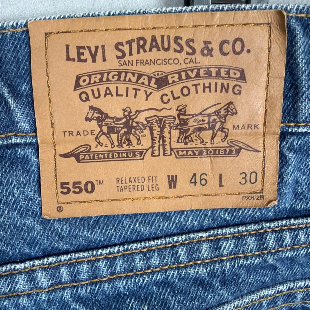 Levi's Jeans Men VTG 46x30 Blue 550 Relaxed Fit Tapered Leg Orange Tab Denim